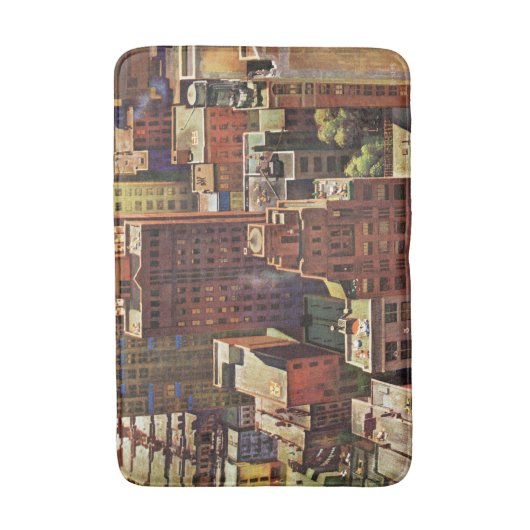 ジョン・ファルターによるニューヨーク市の鳥瞰図 バスマット (正面縦)