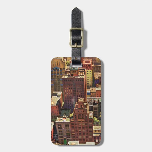 ジョン・ファルターによるニューヨーク市の鳥瞰図 ラゲッジタグ (正面縦)