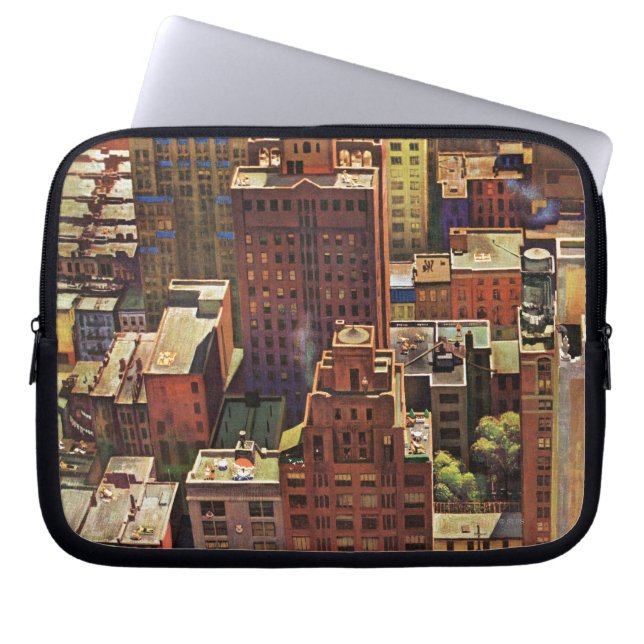ジョン・ファルターによるニューヨーク市の鳥瞰図 ラップトップスリーブ (正面)