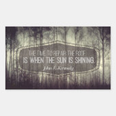 ジョン・フィッツジェラルド・ケネディ感動的引用文修理 長方形シール (正面)