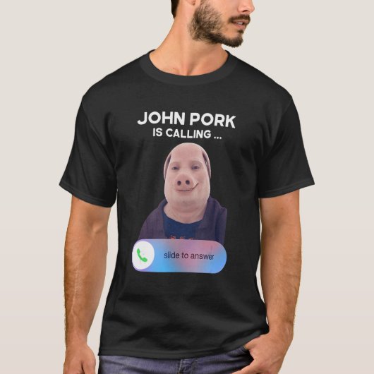 ジョン・ポークが電話中 電話に出る Tシャツ (正面)
