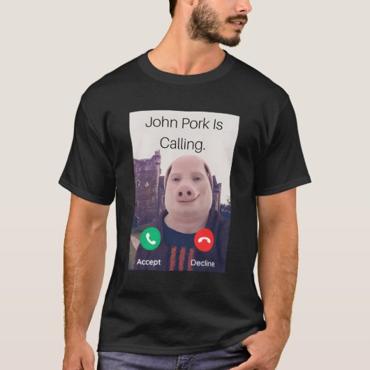 ジョン・ポークがFuuny Answer電話を呼んでいる Tシャツ (正面)