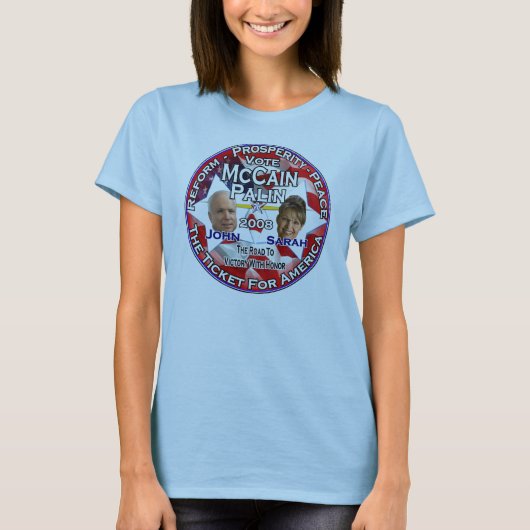 ジョン・マケインおよびサラ・ペイリン氏 Tシャツ (正面)