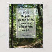 ジョン・ミュアの名言 フォレストの土の小道の写真 ポストカード (正面)