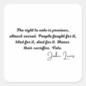 ジョン・ルイス代表、投票する権利大切は、BLM スクエアシール (正面)