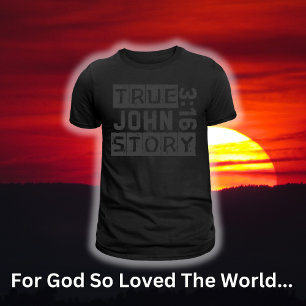 ジョン 3:16 トゥルー ストーリー 聖書 引用 グランジ ブラック Tシャツ