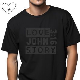 ジョン 3:16 ラブストーリー 聖書の引用 グランジブラック Tシャツ
