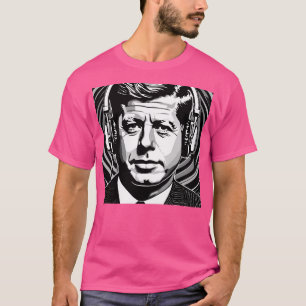 ジョン・F・ケネディがヘッドフォンを着て Tシャツ