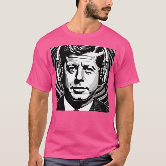 ジョン・F・ケネディがヘッドフォンを着て Tシャツ (正面)