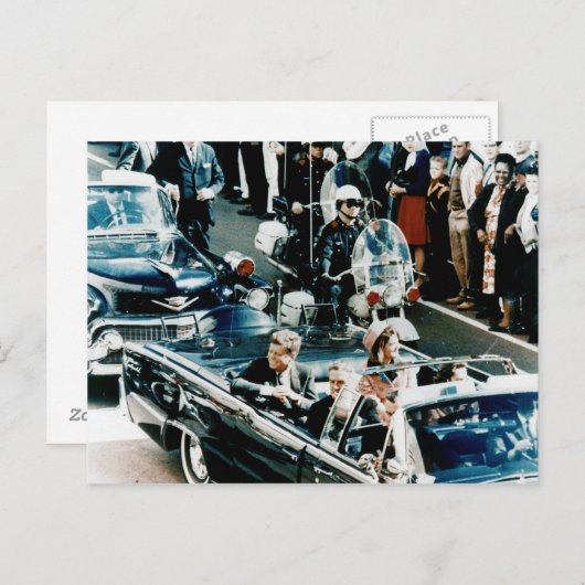 ジョン・F・ケネディとジャッキーのモーターケードダラス ポストカード (正面/裏面)