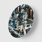 ジョン・F・ケネディとジャッキーのモーターケードダラス ラウンド壁時計 (傾斜)