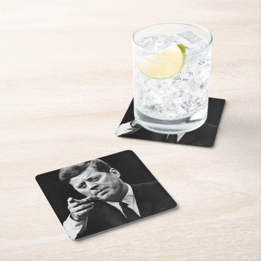 ジョン・F・ケネディの写真3 スクエアペーパーコースター (インサイチュ)
