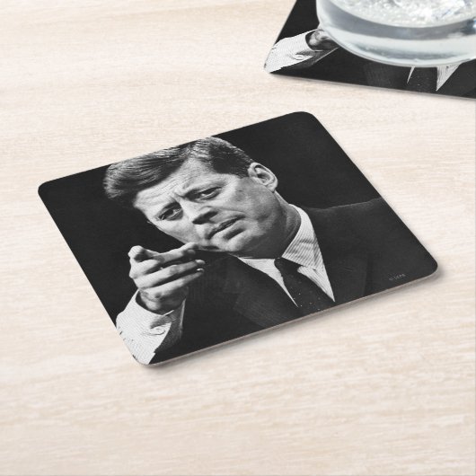 ジョン・F・ケネディの写真3 スクエアペーパーコースター (アングル)