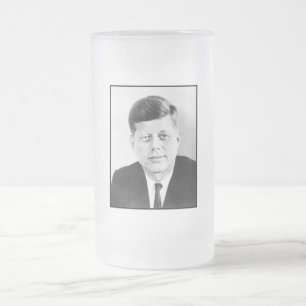 ジョン・F・ケネディ大統領ポートレート曇りガラス瓶 フロストグラスビールジョッキ
