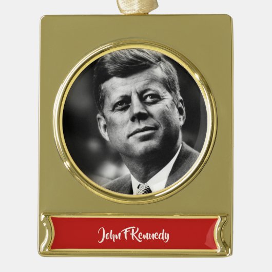 ジョン F ケネディ 大統領 ゴールドプレートバナーオーナメント (正面)