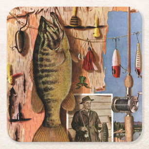 ジョンAtherton著魚釣りの静物画 スクエアペーパーコースター