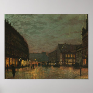 ジョンAtkinson Grimshaw -雄豚の車線、リーズ ポスター