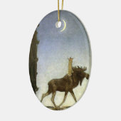 ジョンBauerによってオオシカおよびプリンセスTuvstarrを跳躍させて下さい セラミックオーナメント (左)