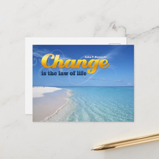 ジョンF.ケネディ感動的引用文「変化」 ポストカード (正面/裏面インサイチュ)