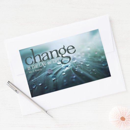 ジョンF.ケネディ感動的引用文「変化」 長方形シール (封筒)