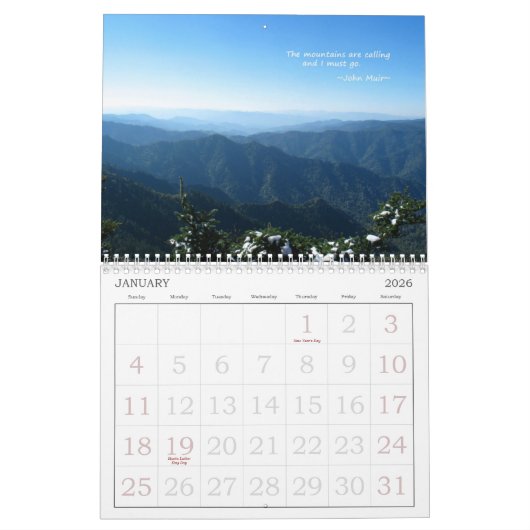 ジョンMuirの博物学者は12か月のカレンダーを引用します カレンダー (1月 2026)