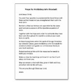 ジョンNienstedt Prayer Card大主教 テーブルナンバー (正面)