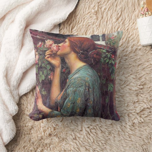 ジョンW.ウォーターハウスプレラファエリートバラ枕 クッション (ブランケット)