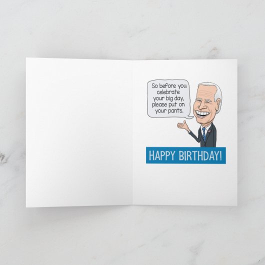 ジョーおもしろいバイデン氏が礼儀に戻りたいと誕生日 カード (内部)