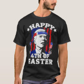 ジョーおもしろいバイデン氏イースターアメリカ国旗のハッピー第四 Tシャツ (正面)