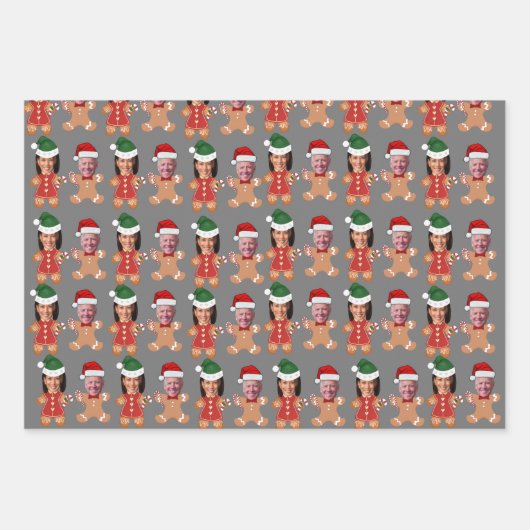 ジョーおもしろいバイデン氏カマラハリス顔ジンガーパン ラッピングペーパーシート (正面3)