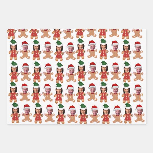 ジョーおもしろいバイデン氏カマラハリス顔ジンガーパン ラッピングペーパーシート (正面2)