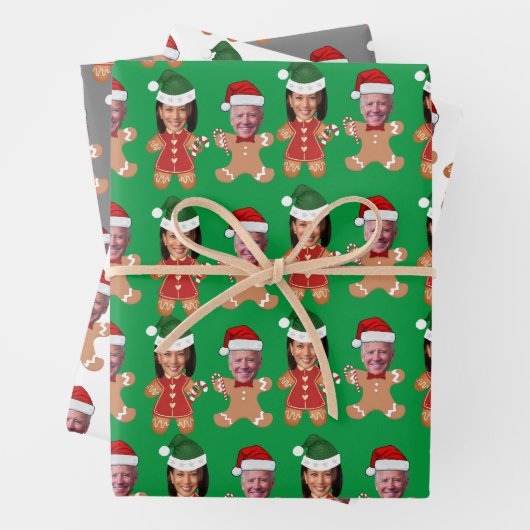 ジョーおもしろいバイデン氏カマラハリス顔ジンガーパン ラッピングペーパーシート (インサイチュ)