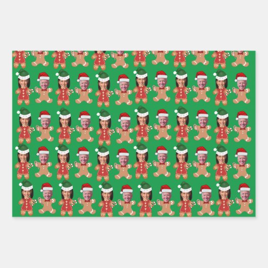 ジョーおもしろいバイデン氏カマラハリス顔ジンガーパン ラッピングペーパーシート (正面)