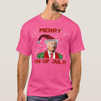 ジョーおもしろいバイデン氏クリスマスが7月4日を混乱 Tシャツ