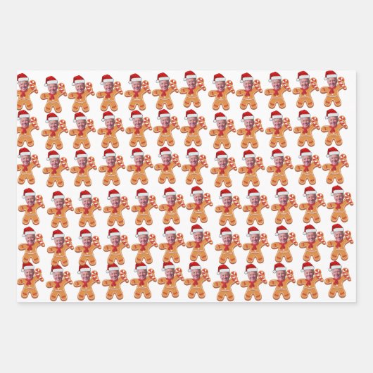 ジョーおもしろいバイデン氏クリスマスカスタム顔フォトジンジャーブレッド ラッピングペーパーシート (正面2)