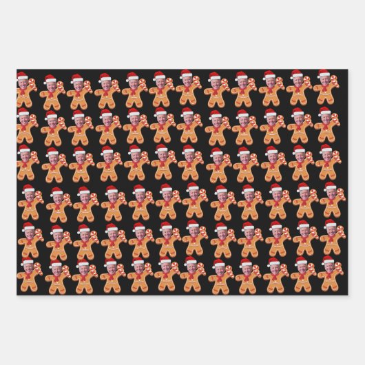 ジョーおもしろいバイデン氏クリスマスカスタム顔フォトジンジャーブレッド ラッピングペーパーシート (正面)