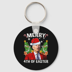 ジョーおもしろいバイデン氏クリスマスメリーサンタハット4th Of E キーホルダー