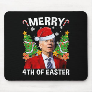 ジョーおもしろいバイデン氏クリスマスメリーサンタハット4th Of E マウスパッド