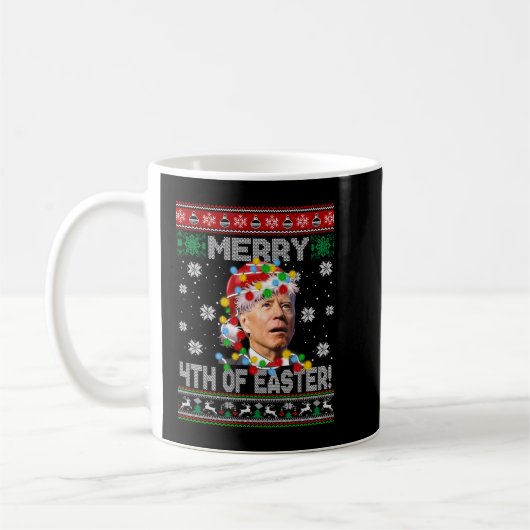 ジョーおもしろいバイデン氏ハッピーイースター醜いクリスマス汗 コーヒーマグカップ (左)