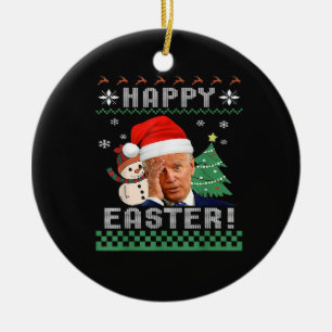 ジョーおもしろいバイデン氏ハッピーイースター醜いクリスマス セラミックオーナメント