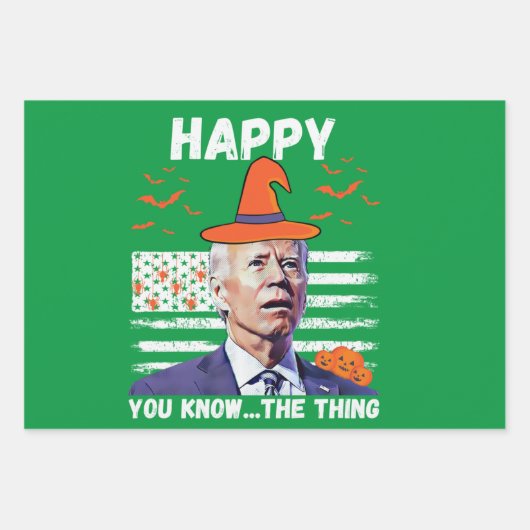 ジョーおもしろいバイデン氏ハッピーハッピーハロウィン ラッピングペーパーシート (正面3)