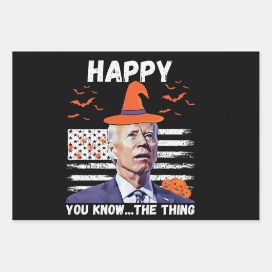 ジョーおもしろいバイデン氏ハッピーハッピーハロウィン ラッピングペーパーシート (正面)