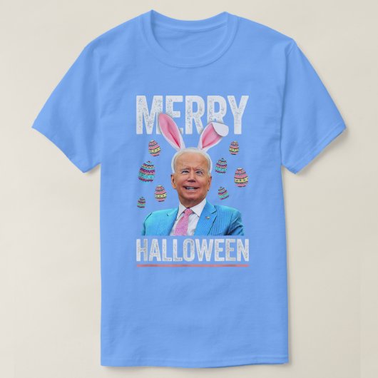 ジョーおもしろいバイデン氏ハッピーハローウィン混乱イースターダ Tシャツ (デザイン正面)