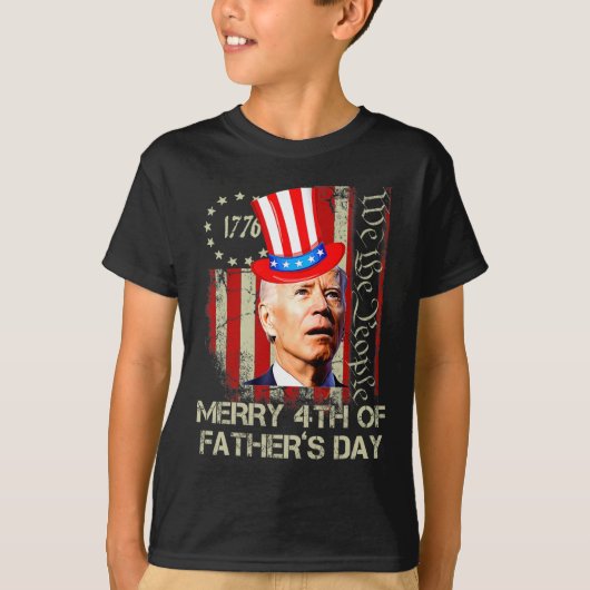 ジョーおもしろいバイデン氏ハッピー4th Of Father's Day Shirts 4 Tシャツ (正面)