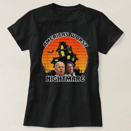 ジョーおもしろいバイデン氏ハロウィンカマラハリスアメリカスN Tシャツ (デザイン正面)