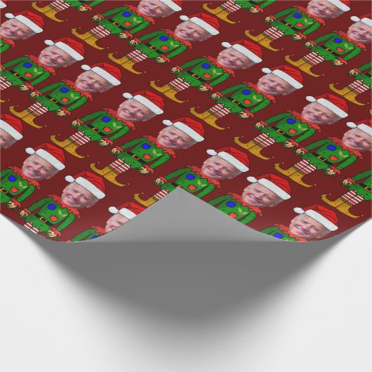 ジョーおもしろいバイデン氏小妖精や小人カスタム顔クリスマス ラッピングペーパー (角)