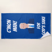 ジョーおもしろいバイデン氏漫画と典型的な引用文 ビーチタオル (正面)