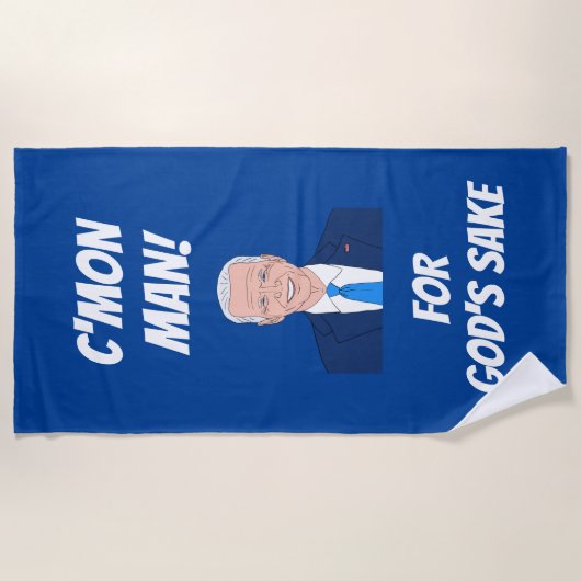 ジョーおもしろいバイデン氏漫画と典型的な引用文 ビーチタオル (正面)