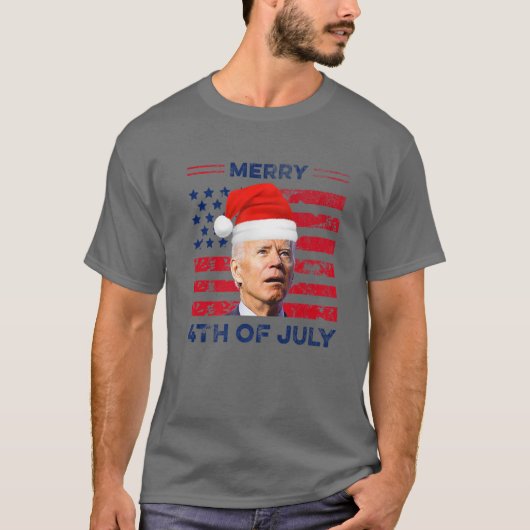ジョーおもしろいバイデン氏7メリー月4日を輝かせた Tシャツ (正面)