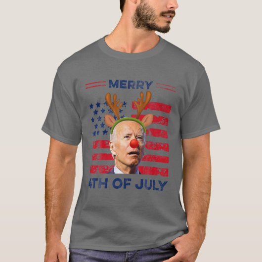 ジョーおもしろいバイデン氏7メリー月4日を輝かせた Tシャツ (正面)